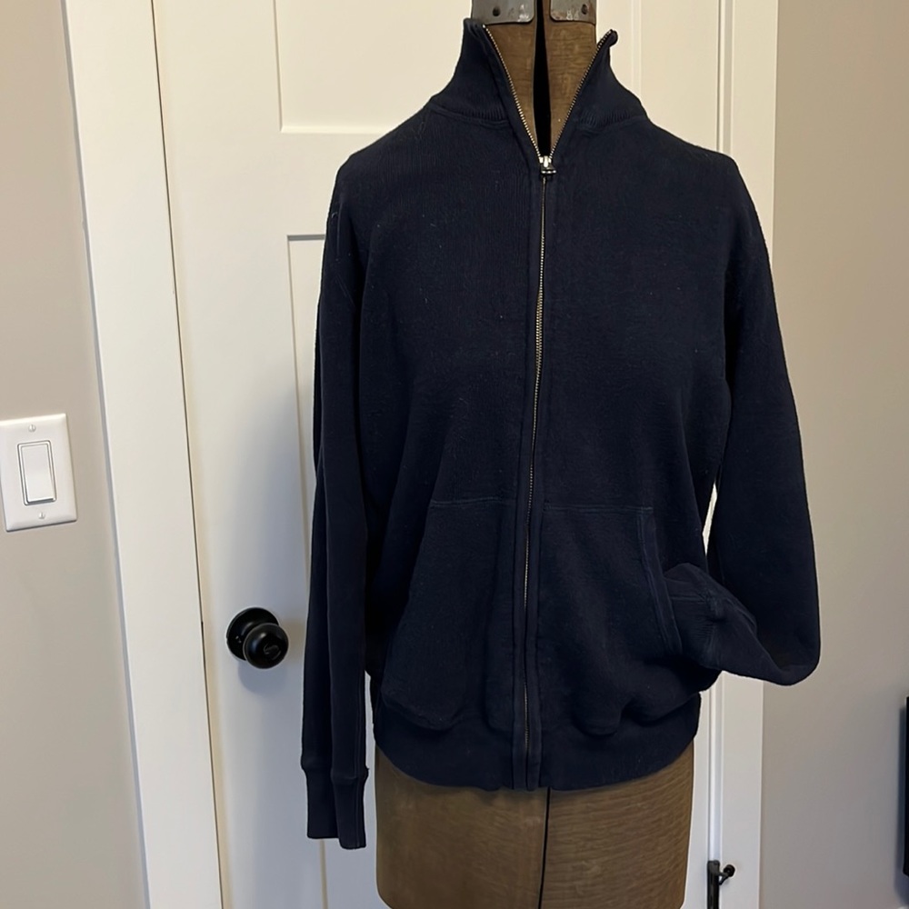 Mens full zip navy J Crew cardigan sweater size medium